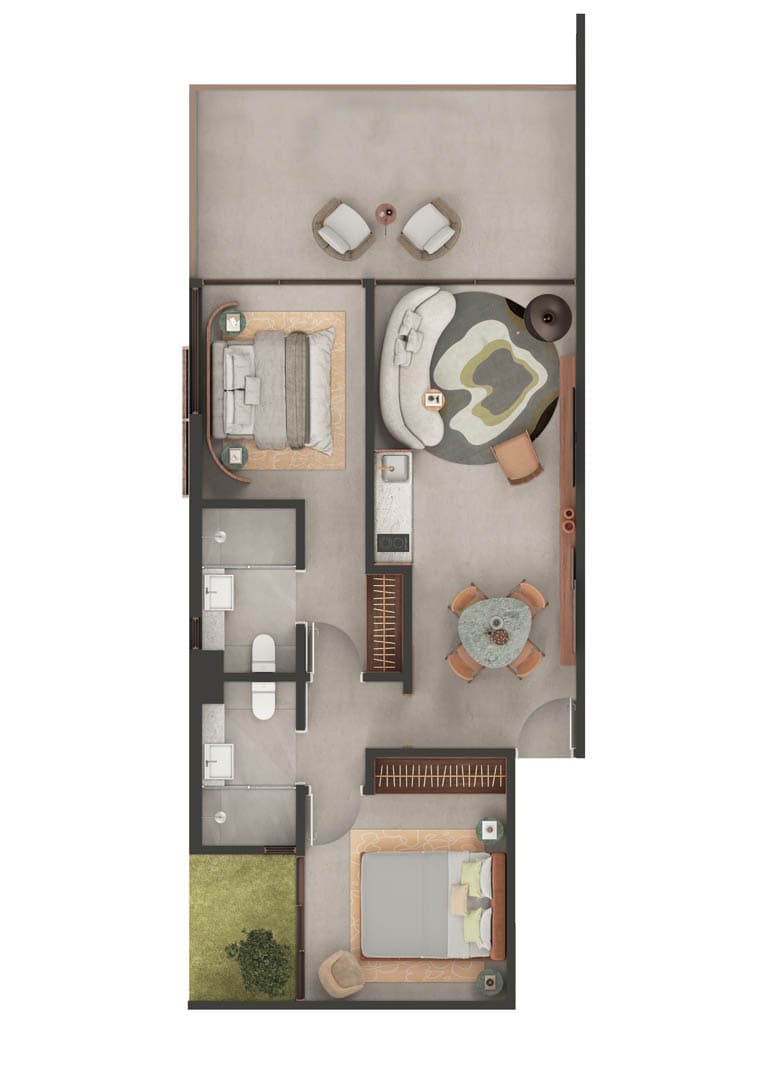 Planta Baixa - 2 Quartos